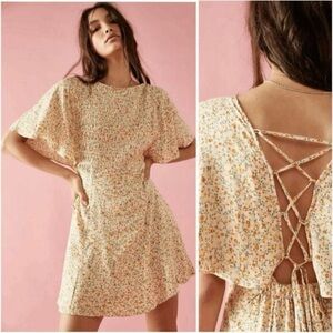 Free People Florence Floral Lace-Up Back‎ Mini Dress Size Small